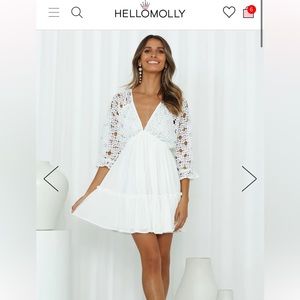 Hello Molly white lace sleeve dress NWT